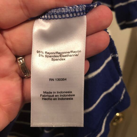 Molly & Isadora blue with white stripes long sleeve tunic sized 1X - Picture 7 of 7